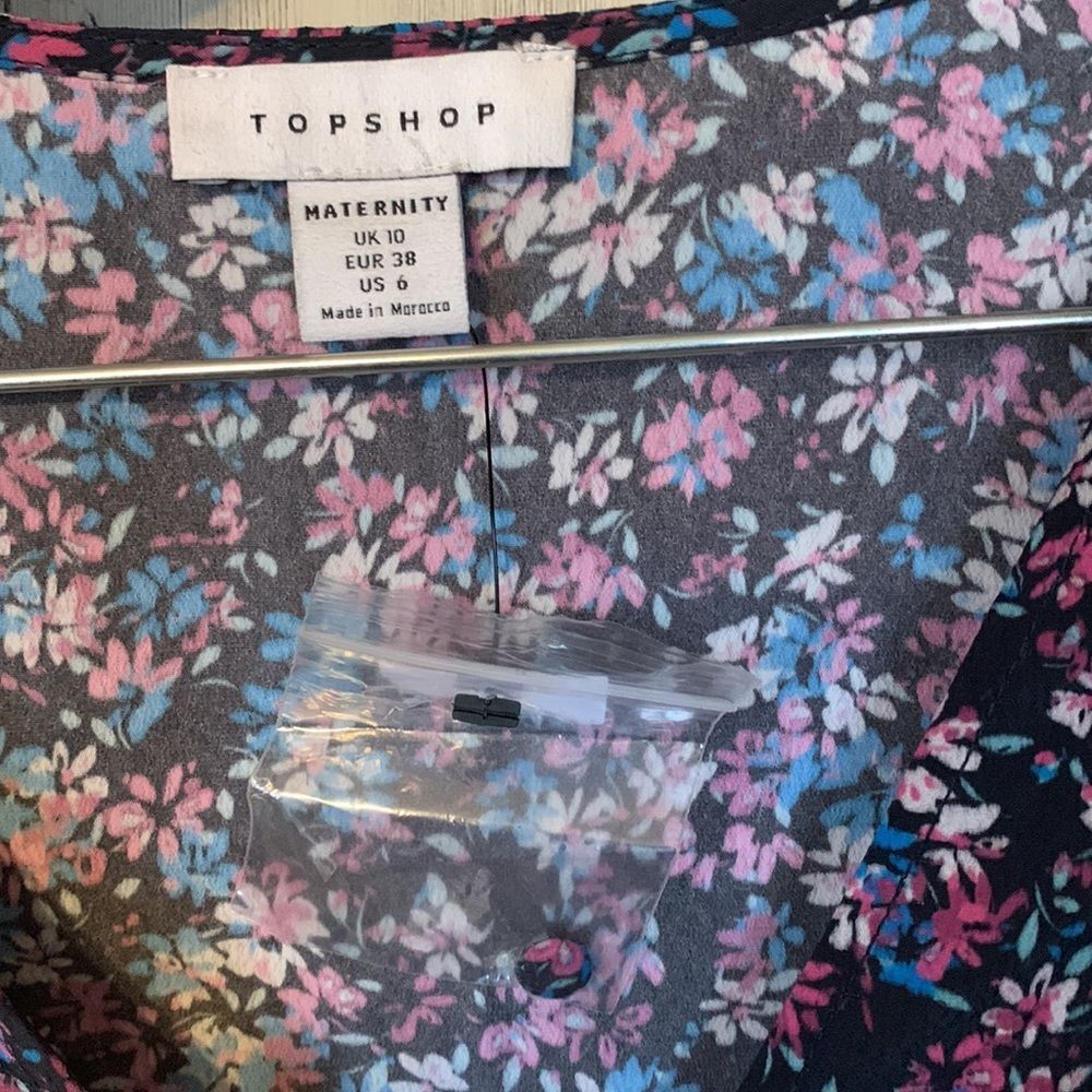 Women’s NWT Maternity Topshop Peasant Floral Button Down Long Sleeve Maxi Dress - Picture 4 of 8